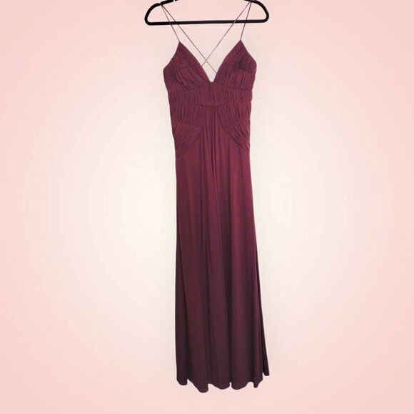 Laundry‎ Shelli Segal Gown Sz 6 Burgundy Strappy Low Back Jersey Knit Swiftie - Picture 1 of 13